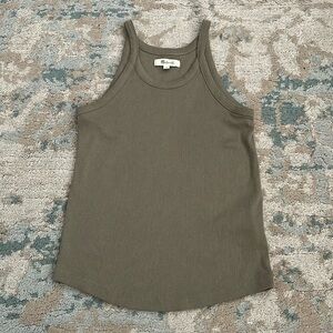 Madewell 90s tank ribbed olive green size S stretchy